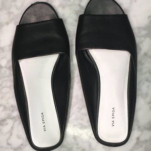 Via Spiga Hana Leather Slide Sandel in Black 8.5M